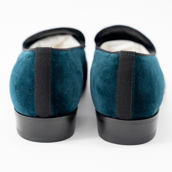 size 9G - Gucci Velvet Loafers Tassel GG Blue Green Moccasins main image 7